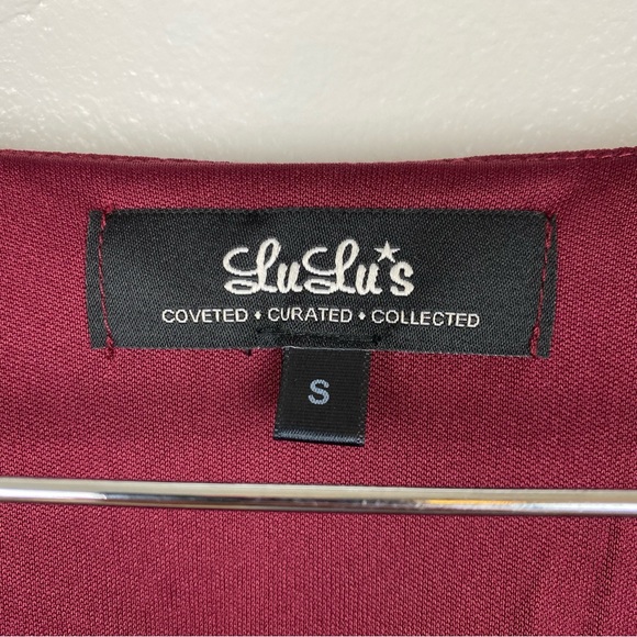 Lulu's Shifting Dears Wine Red Long Sleeve Mini Dress Size S - Picture 9 of 10